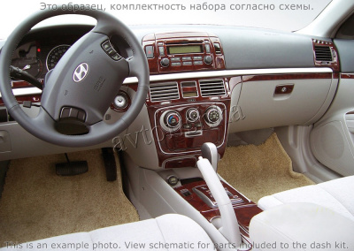 Декоративные накладки салона Hyundai Sonata 2006-н.в. полный набор, с подогрев сидений, ручной AC Control