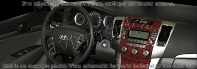 Декоративные накладки салона Hyundai Sonata 2009-2010 полный набор, ручной A/C Control